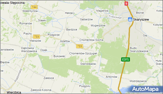 mapa Chomentów-Puszcz, Chomentów-Puszcz na mapie Targeo