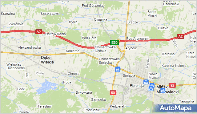 mapa Choszczówka Stojecka, Choszczówka Stojecka na mapie Targeo