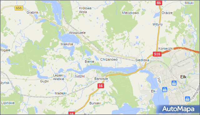 mapa Chrzanowo gmina Ełk, Chrzanowo gmina Ełk na mapie Targeo