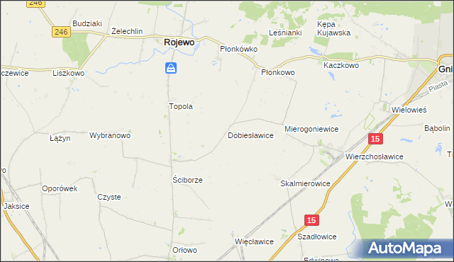 mapa Dobiesławice gmina Rojewo, Dobiesławice gmina Rojewo na mapie Targeo