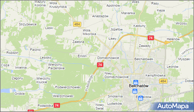 mapa Domiechowice, Domiechowice na mapie Targeo