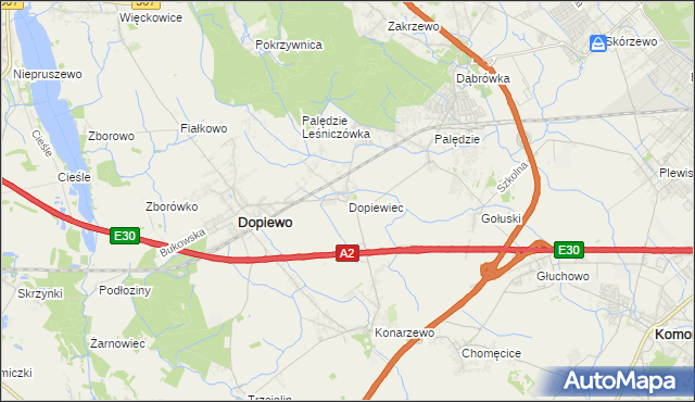 mapa Dopiewiec, Dopiewiec na mapie Targeo