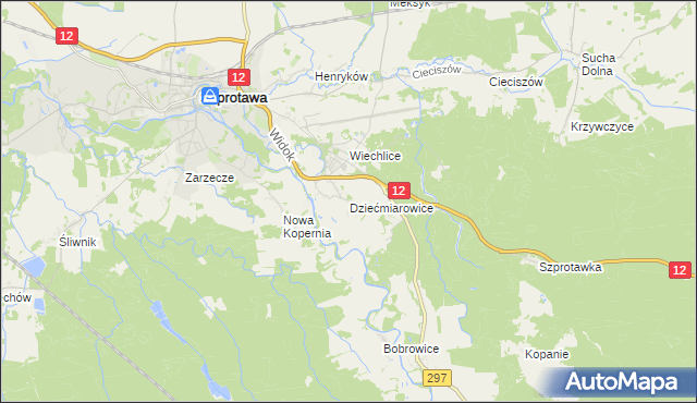 mapa Dziećmiarowice, Dziećmiarowice na mapie Targeo