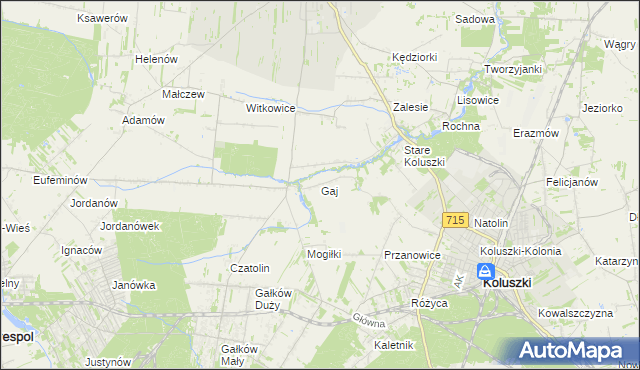 mapa Gaj gmina Brzeziny, Gaj gmina Brzeziny na mapie Targeo