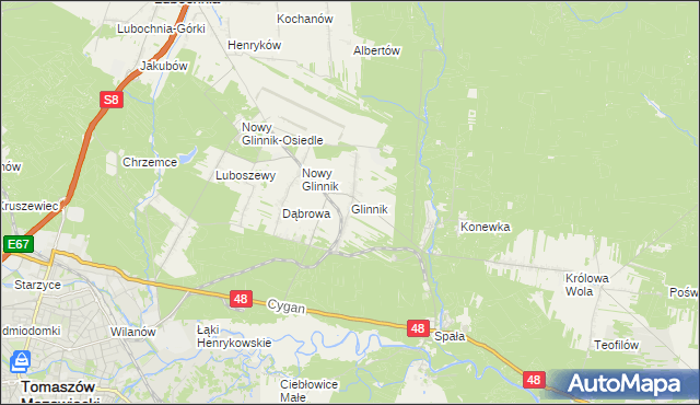 mapa Glinnik gmina Lubochnia, Glinnik gmina Lubochnia na mapie Targeo