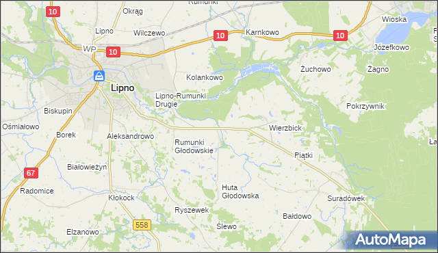 mapa Głodowo gmina Lipno, Głodowo gmina Lipno na mapie Targeo