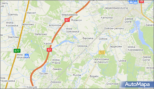 mapa Głosków gmina Piaseczno, Głosków gmina Piaseczno na mapie Targeo