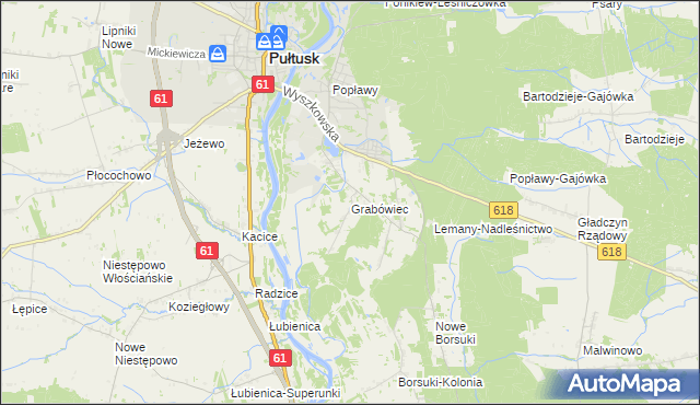 mapa Grabówiec gmina Pułtusk, Grabówiec gmina Pułtusk na mapie Targeo