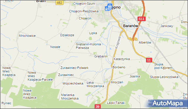 mapa Grębanin, Grębanin na mapie Targeo