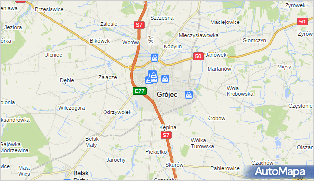 mapa Grójec, Grójec na mapie Targeo