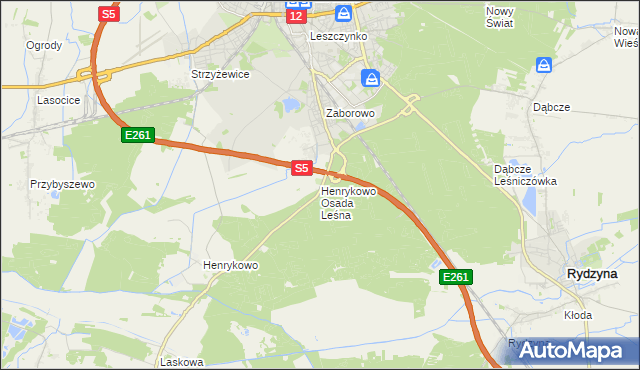 mapa Henrykowo Osada Leśna, Henrykowo Osada Leśna na mapie Targeo