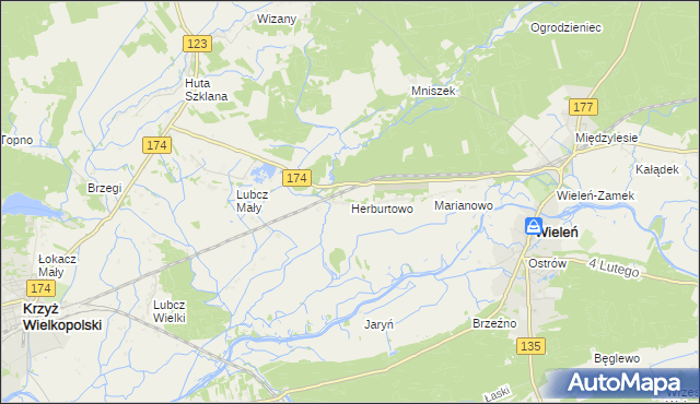 mapa Herburtowo, Herburtowo na mapie Targeo