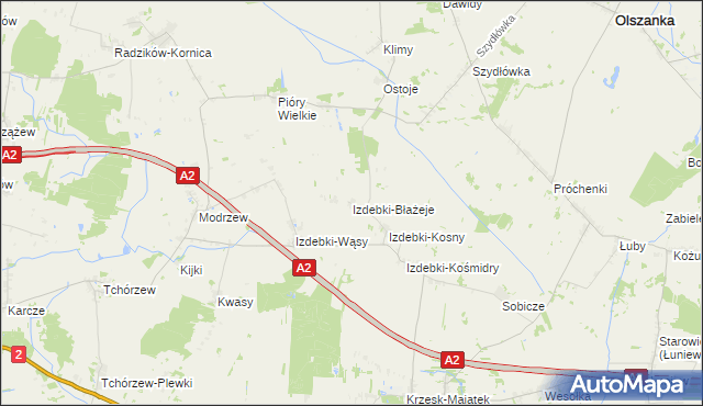 mapa Izdebki-Błażeje, Izdebki-Błażeje na mapie Targeo