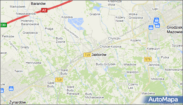 mapa Jaktorów, Jaktorów na mapie Targeo
