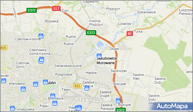 mapa Jakubowice Murowane, Jakubowice Murowane na mapie Targeo