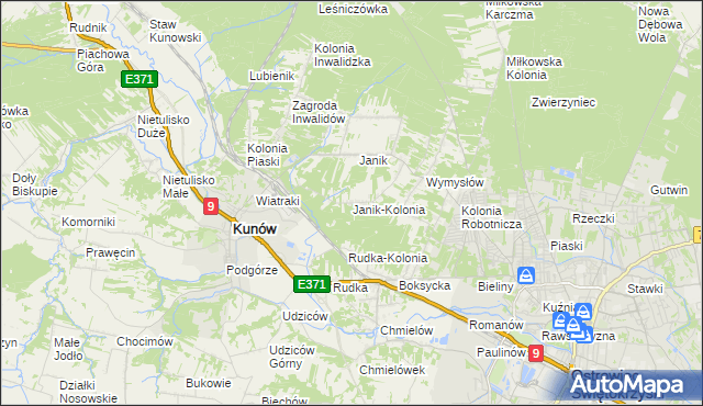 mapa Janik-Kolonia, Janik-Kolonia na mapie Targeo