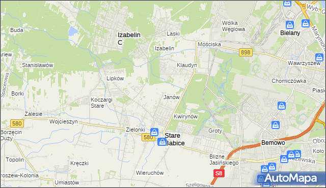 mapa Janów gmina Stare Babice, Janów gmina Stare Babice na mapie Targeo