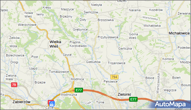 mapa Januszowice gmina Zielonki, Januszowice gmina Zielonki na mapie Targeo