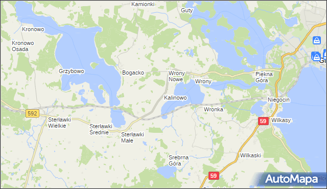 mapa Kalinowo gmina Giżycko, Kalinowo gmina Giżycko na mapie Targeo