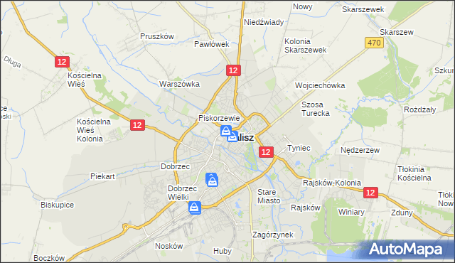mapa Kalisza, Kalisz na mapie Targeo