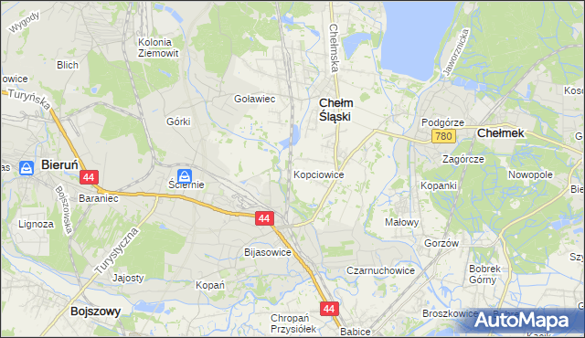 mapa Kopciowice, Kopciowice na mapie Targeo