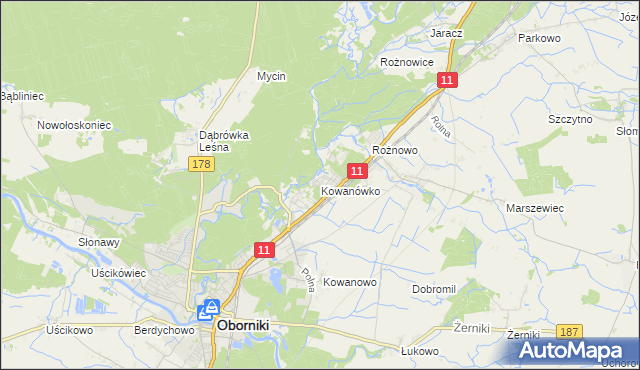 mapa Kowanówko, Kowanówko na mapie Targeo