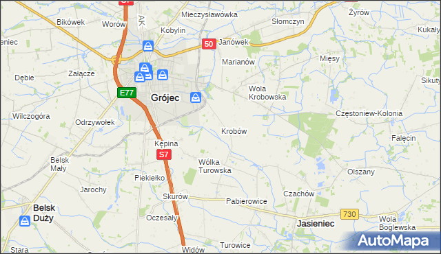 mapa Krobów, Krobów na mapie Targeo