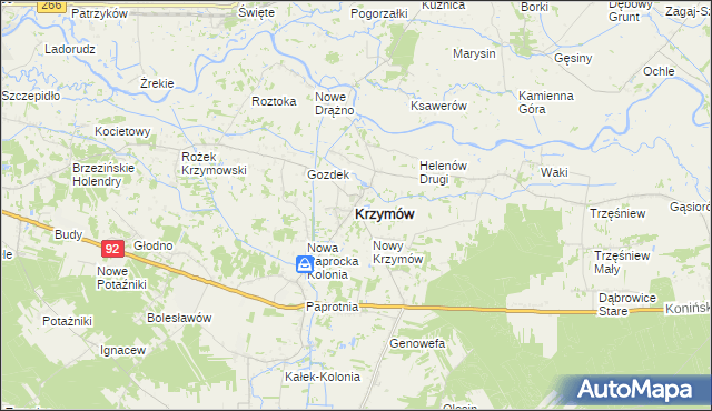 mapa Krzymów powiat koniński, Krzymów powiat koniński na mapie Targeo