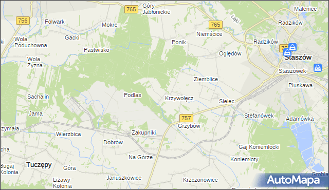mapa Krzywołęcz, Krzywołęcz na mapie Targeo