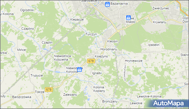 mapa Księżyno, Księżyno na mapie Targeo