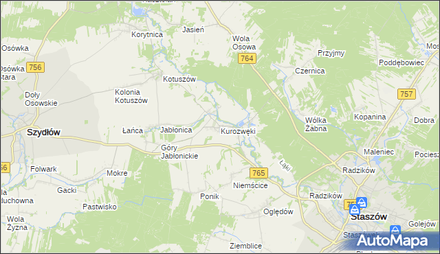 mapa Kurozwęki, Kurozwęki na mapie Targeo