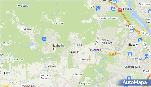 mapa Laski gmina Izabelin, Laski gmina Izabelin na mapie Targeo