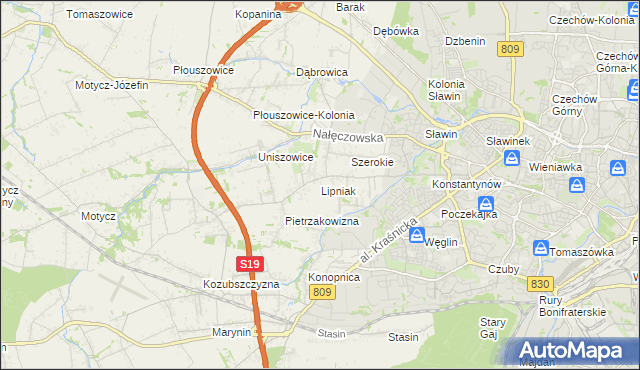 mapa Lipniak gmina Konopnica, Lipniak gmina Konopnica na mapie Targeo