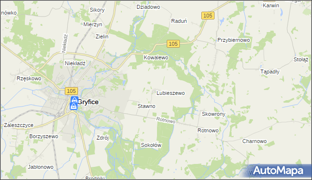 mapa Lubieszewo gmina Gryfice, Lubieszewo gmina Gryfice na mapie Targeo