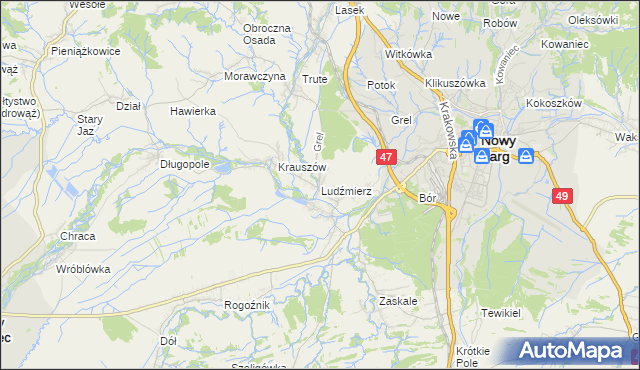 mapa Ludźmierz, Ludźmierz na mapie Targeo