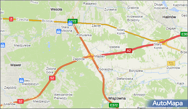 mapa Majdan gmina Wiązowna, Majdan gmina Wiązowna na mapie Targeo