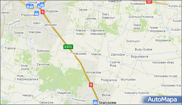 mapa Maków gmina Skaryszew, Maków gmina Skaryszew na mapie Targeo