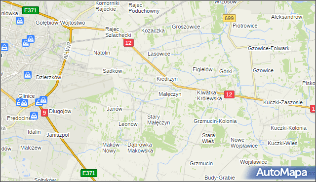 mapa Małęczyn gmina Gózd, Małęczyn gmina Gózd na mapie Targeo