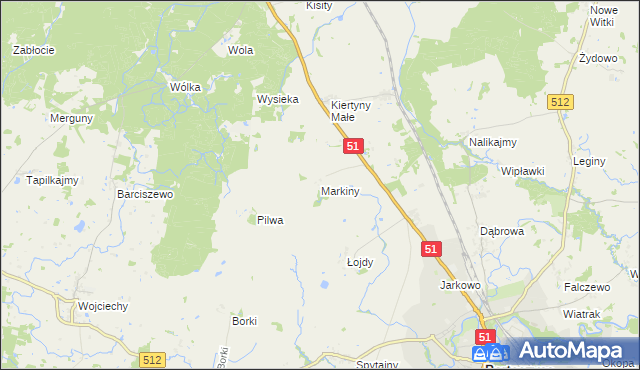 mapa Markiny, Markiny na mapie Targeo