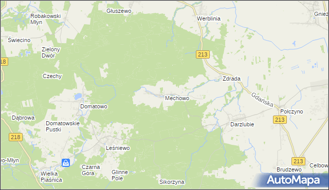 mapa Mechowo gmina Puck, Mechowo gmina Puck na mapie Targeo