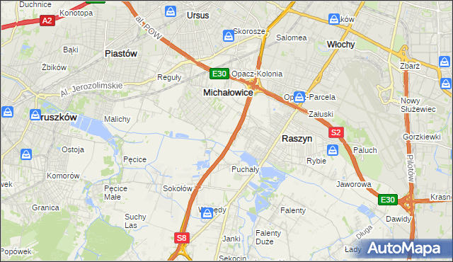 mapa Michałowice-Wieś, Michałowice-Wieś na mapie Targeo