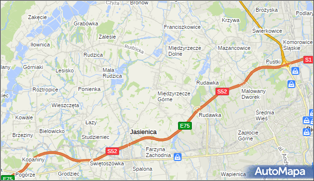 mapa Międzyrzecze Górne, Międzyrzecze Górne na mapie Targeo