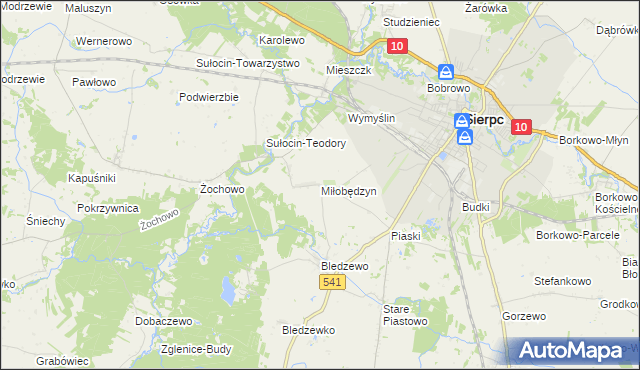 mapa Miłobędzyn, Miłobędzyn na mapie Targeo