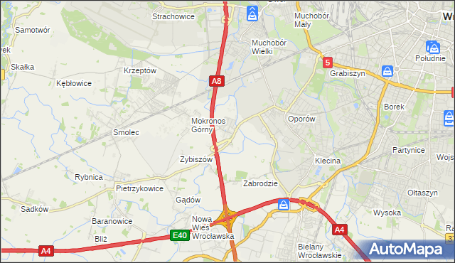 mapa Mokronos Dolny, Mokronos Dolny na mapie Targeo