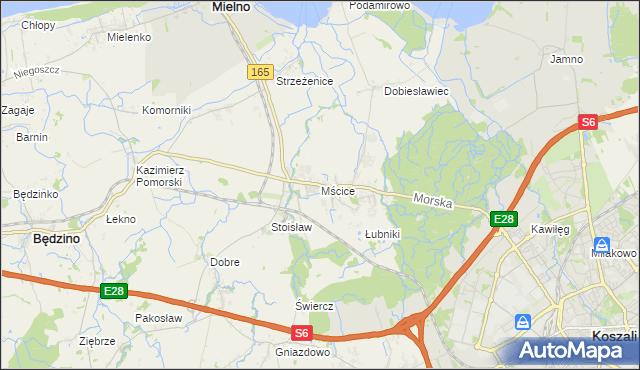 mapa Mścice, Mścice na mapie Targeo