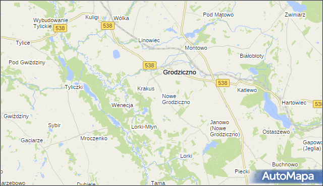 mapa Nowe Grodziczno, Nowe Grodziczno na mapie Targeo