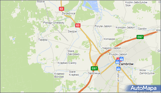 mapa Nowe Zakrzewo, Nowe Zakrzewo na mapie Targeo