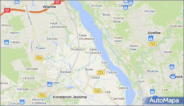 mapa Obórki gmina Konstancin-Jeziorna, Obórki gmina Konstancin-Jeziorna na mapie Targeo