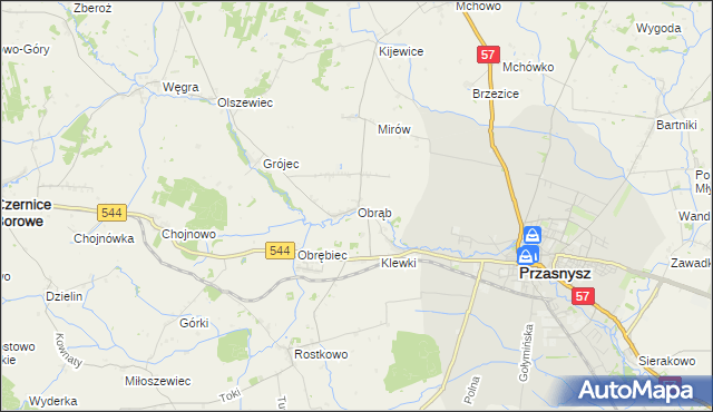 mapa Obrąb gmina Przasnysz, Obrąb gmina Przasnysz na mapie Targeo