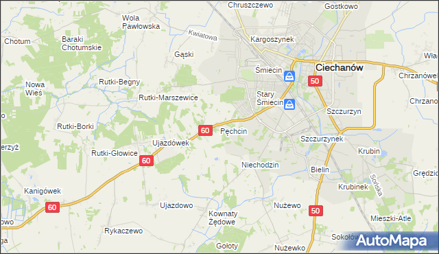 mapa Pęchcin, Pęchcin na mapie Targeo